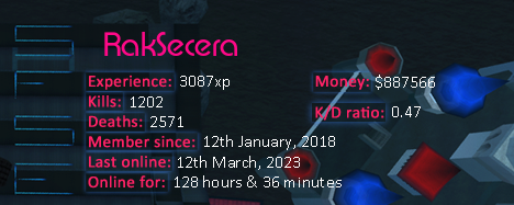 Player statistics userbar for RakSecera