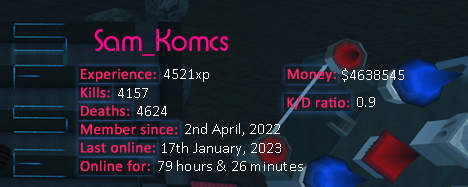 Player statistics userbar for Sam_Komcs