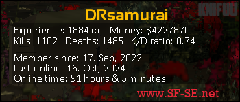 Player statistics userbar for DRsamurai