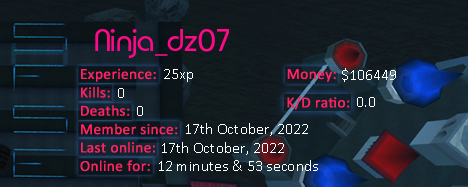 Player statistics userbar for Ninja_dz07