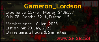 Player statistics userbar for Gameron_Lordson