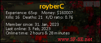 Player statistics userbar for royberC