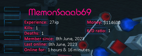 Player statistics userbar for MemonSaaab69