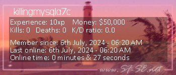 Player statistics userbar for killingmysqla7c