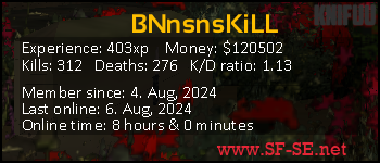 Player statistics userbar for BNnsnsKiLL