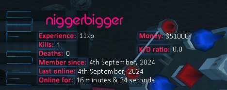 Player statistics userbar for niggerbigger